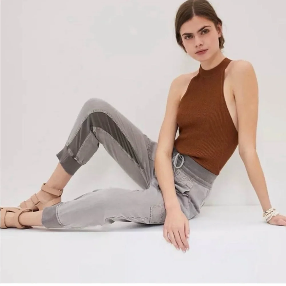 Anthropology Nomad Joggers grey and dark grey strechy cloth as seen w/ drawstrin - Picture 1 of 4